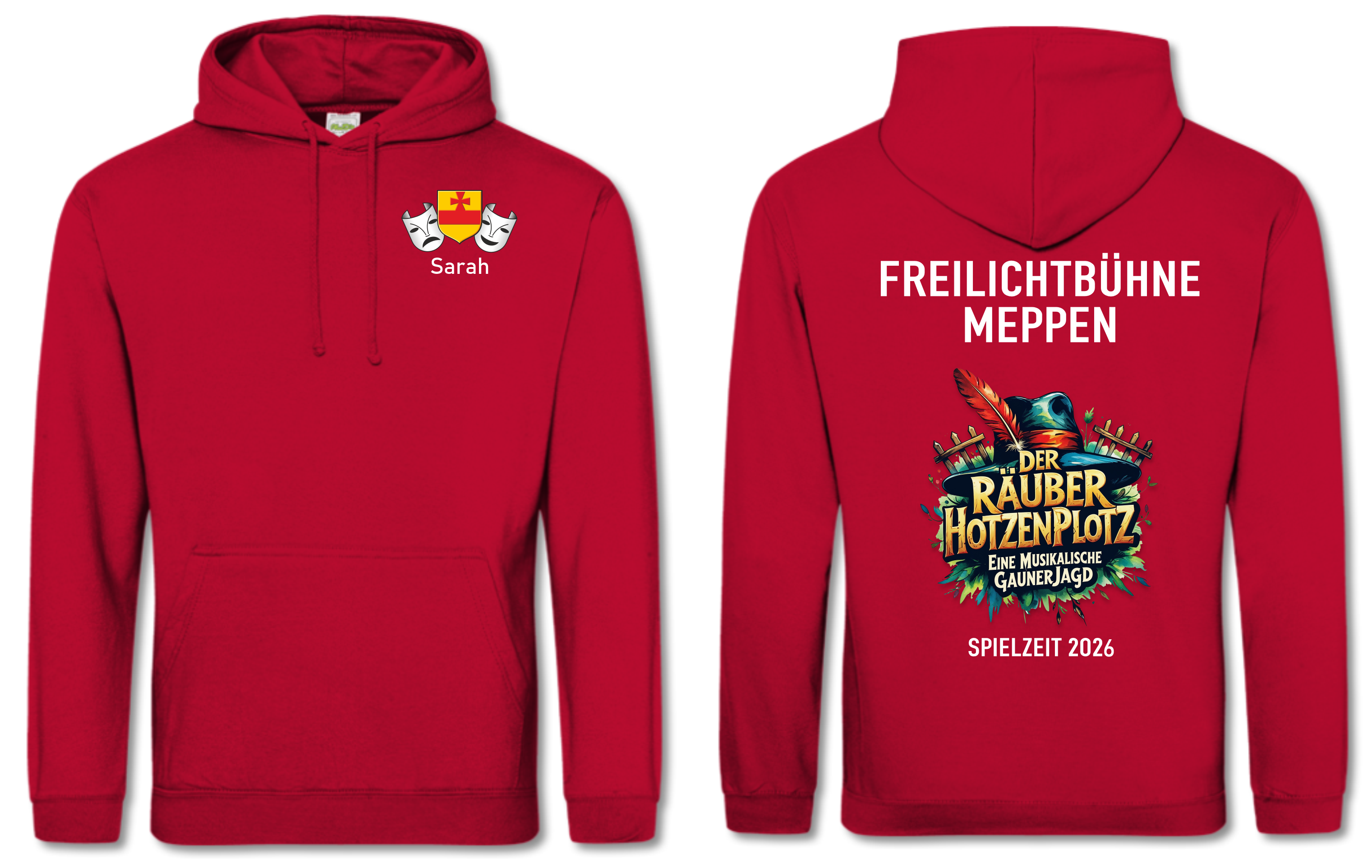 Der Räuber Hotzenplotz Kinder Kapuzen-Pullover rot/schwarz